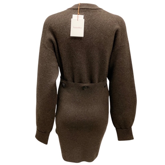 NANUSHKA COFFEE STRAHE COMPACT MERINO WOOL MINI DRESS - Picture 3 of 6
